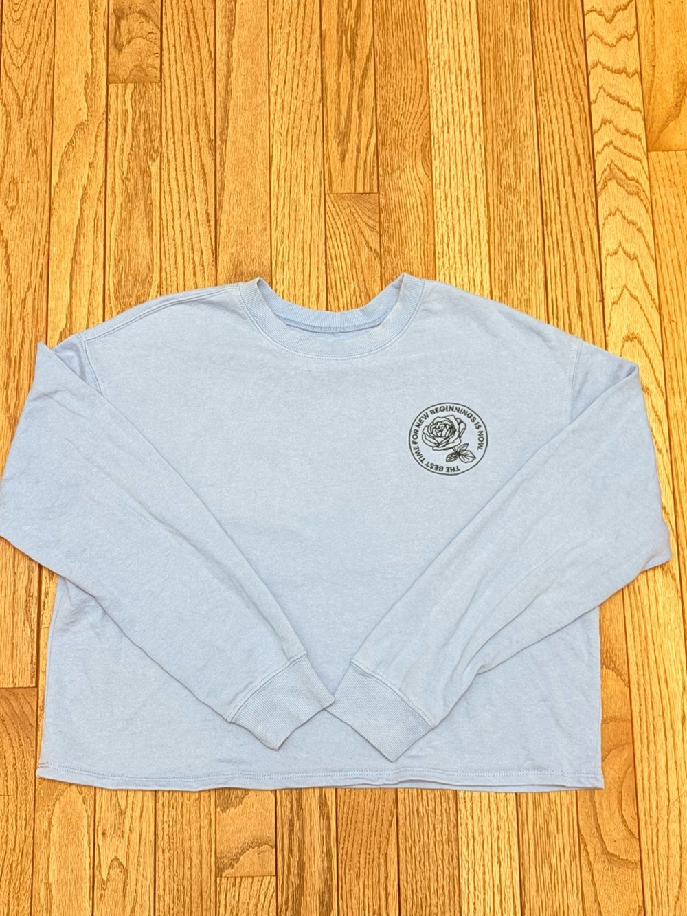 Zoe + Liv Pale Blue Long Sleeve Crewneck Tee